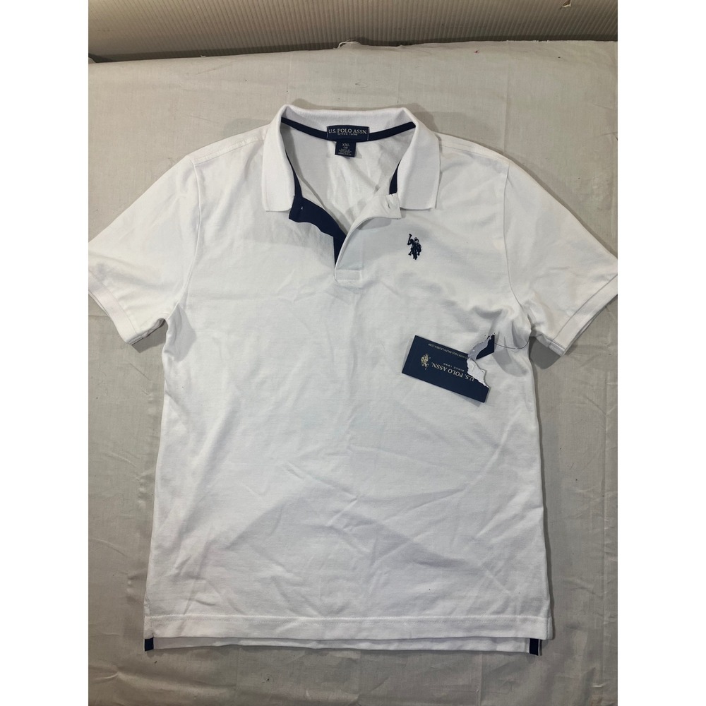 US Polo Assn NWT Boys Embroidered Polo Shirt White‎ XXL 18 Short Sleeve Cotton